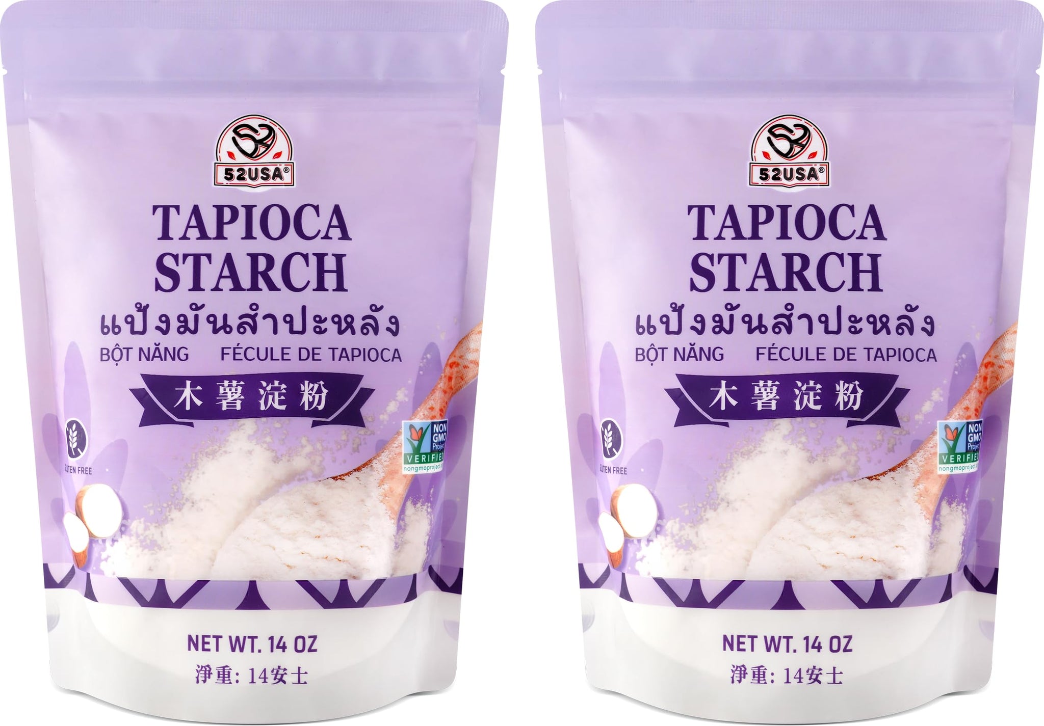 52USA Tapioca Starch, 28oz (Pack of 2), Tapioca Flour (794g), Gluten Free, Kosher, Vegan, No Preservatives, All Natural, Thickener for Soups, Gravies