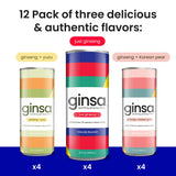 ginsa Sparkling Ginseng Energy Drink with Korean Red Ginseng | Natural Energy Booster | Non-GMO, Supports Focus & Clarity with Pure Ginseng Root, No