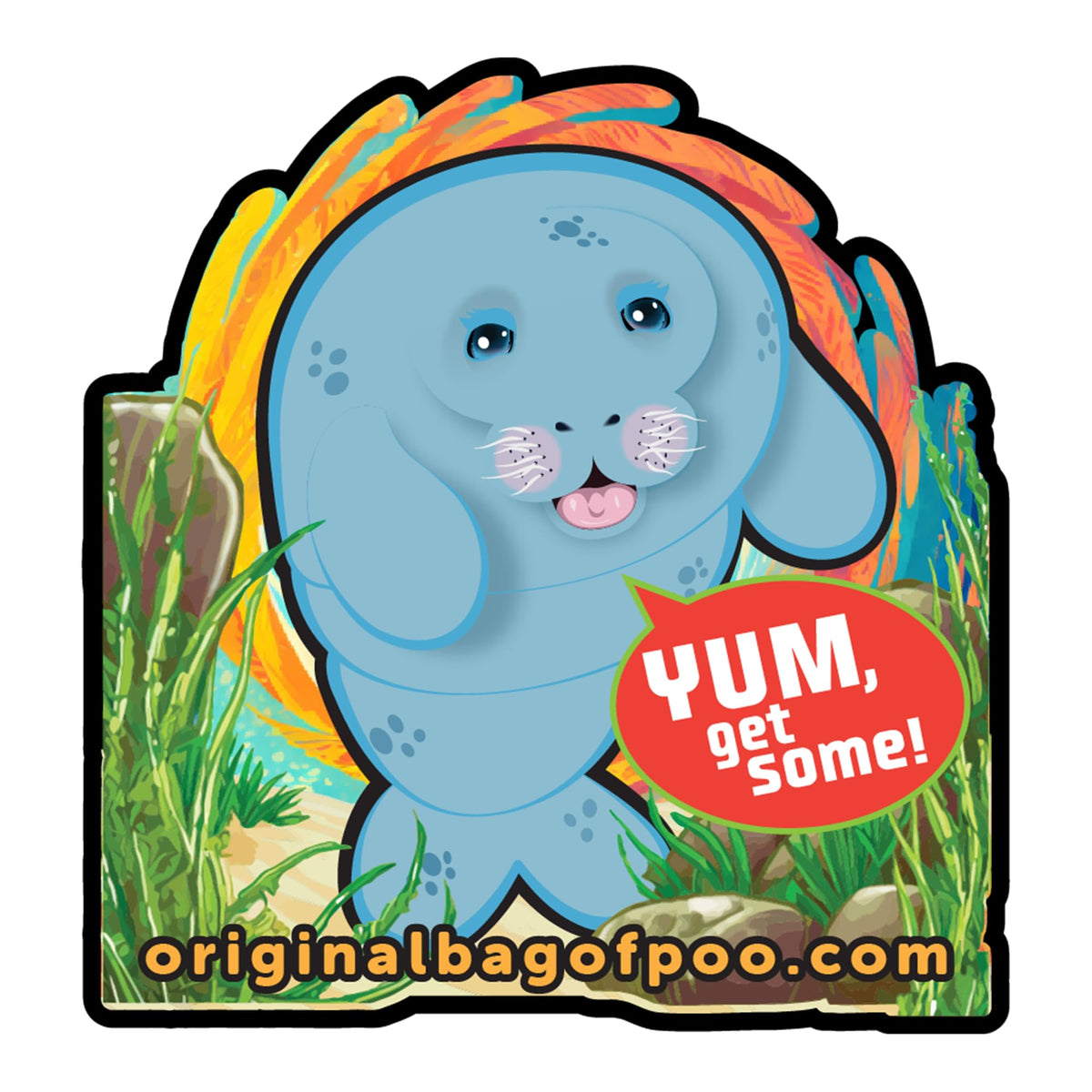 The Original Bag of Poo®, Manatee Poo (Blueberry Flavor Cotton Candy) Novelty Poop Gag Gift. Free sticker inside.