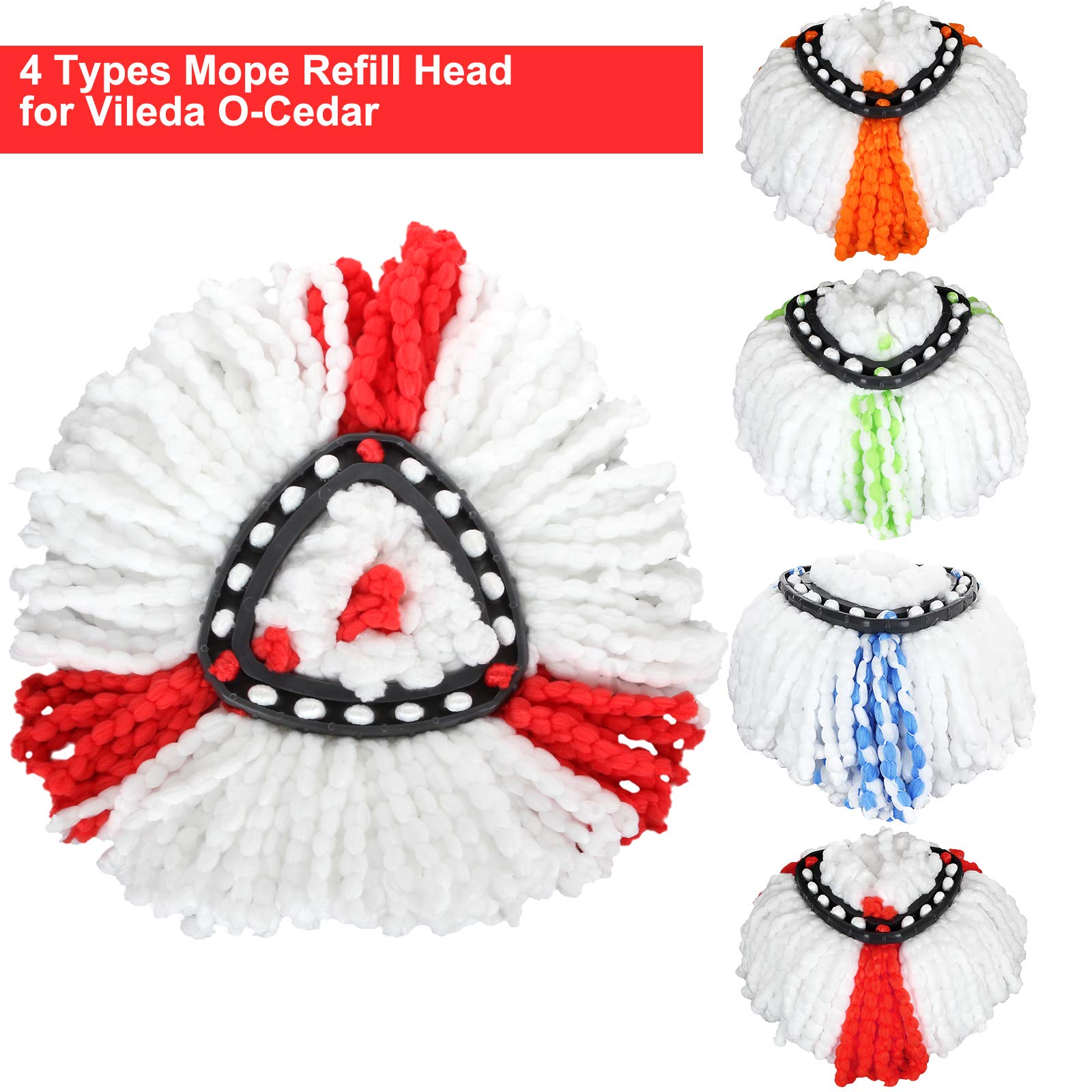 AKOLAFE 8 Pack Spin Mop Replacement Heads, 100% Microfiber Easywring Mop Refill, Mop Replacement Heads Spin Mop Compossible with 1 Tank Bucket System