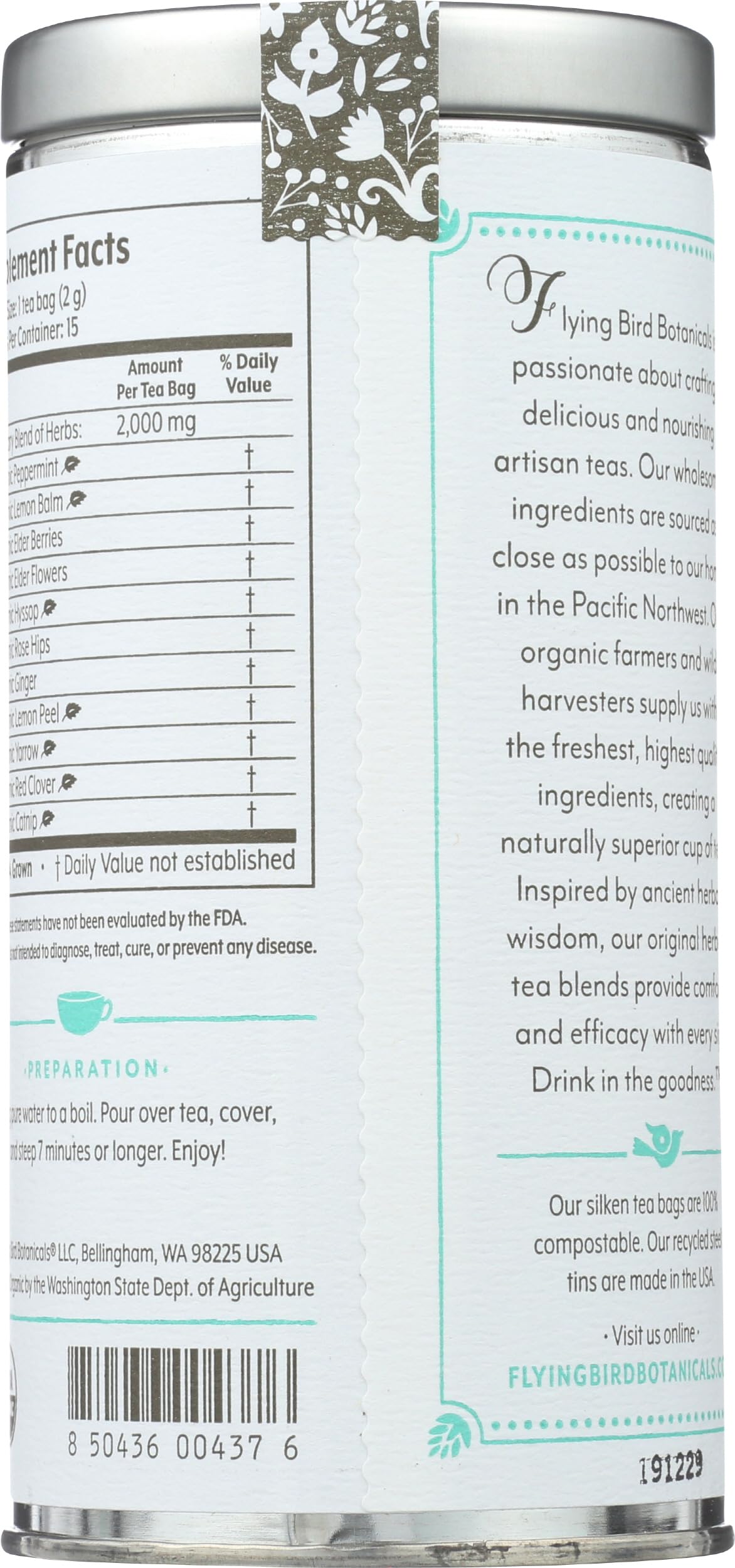 FLYING BIRD BOTANICALS Tea, Cold Comfort, 15 CT