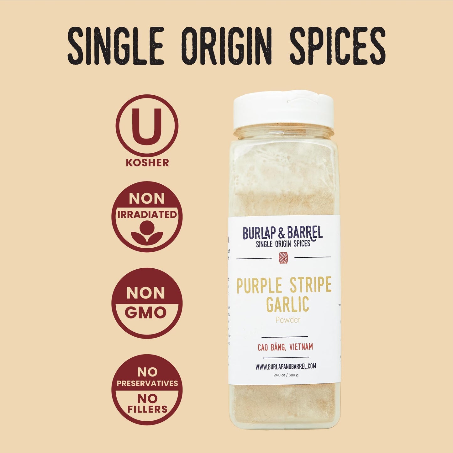 Burlap & Barrel Purple Stripe Garlic - Alternative to Fresh Granulated Garlic - Savory Sweet Flavor for Tomato Sauces Fried Chicken - As seen on Shark