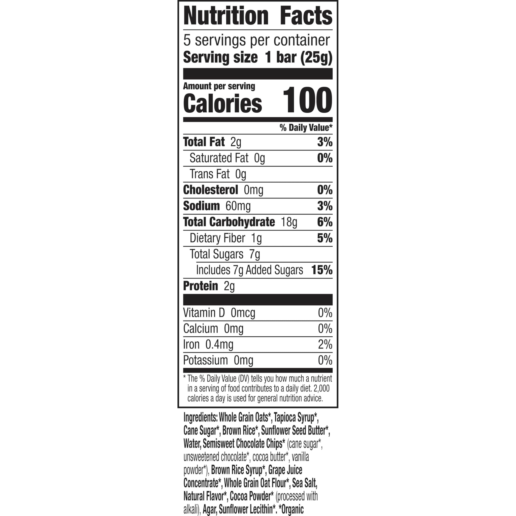 Annie's Chewy Granola Bars, Sunflower Butter Chocolate Chip, Organic Snacks, 5 Count, 4.45 oz