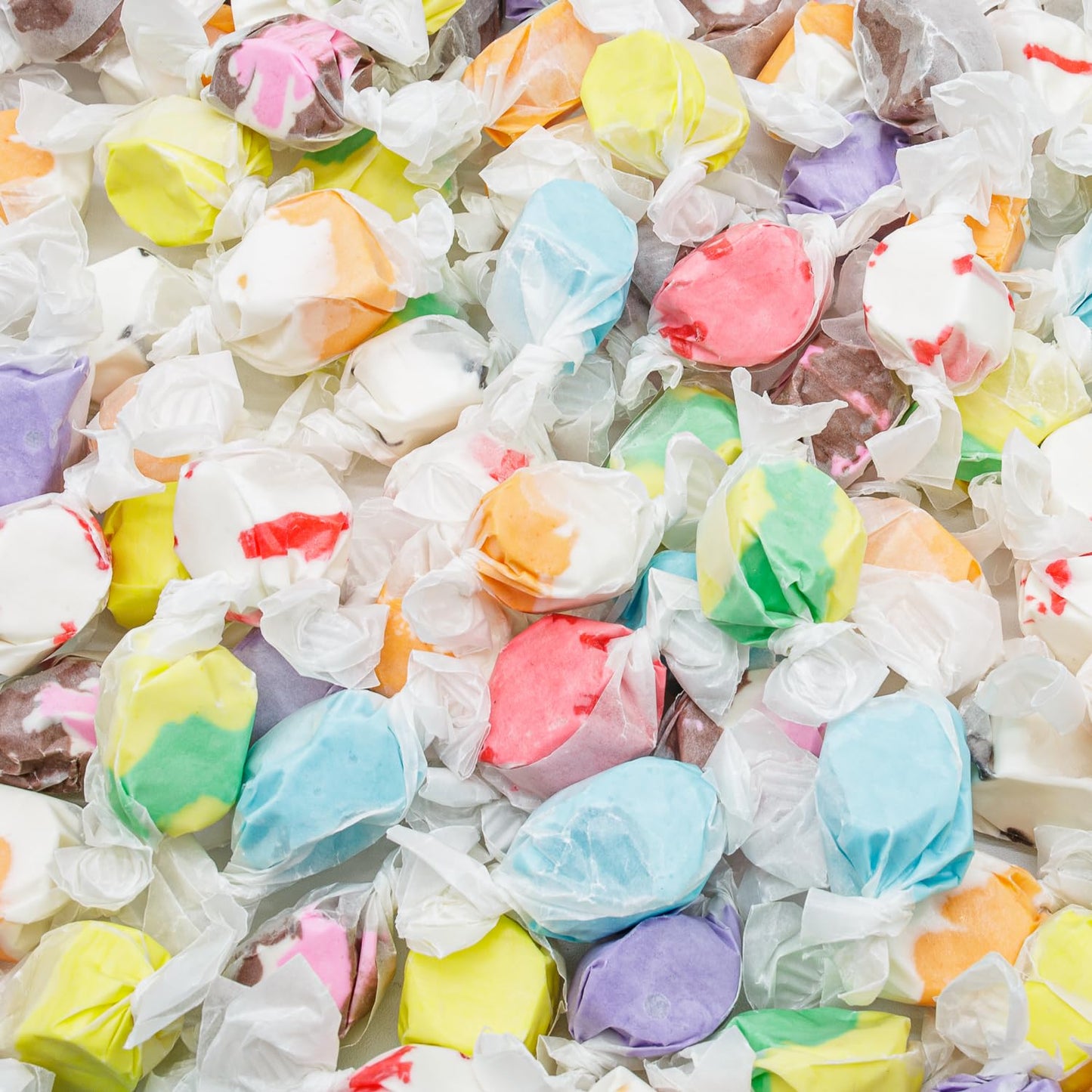 SALT WATER TAFFY 8 oz - 10 Assorted Flavors, Individually Wrapped, Bulk Old Fashion Candy in Resealable Bag, Gluten Free, Kosher Dairy
