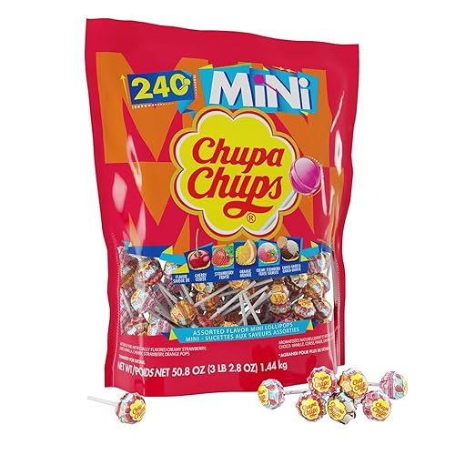 Chupa Chups Mini Lollipop Assortment, Five Flavors, Easter Candy Bulk, Easter Basket Essentials Stuffers for Kids and Adults, Individually Wrapped