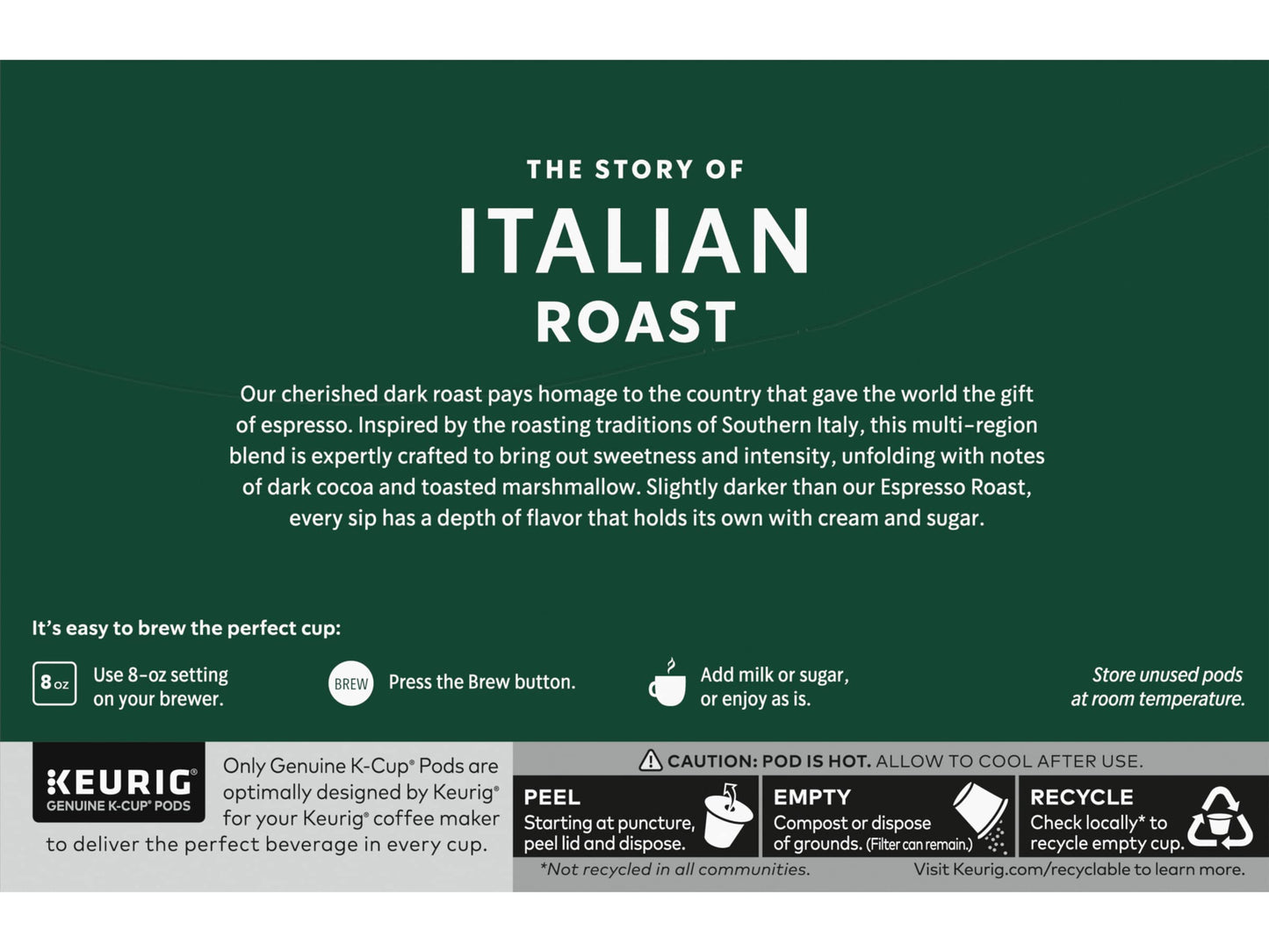Starbucks Coffee K-Cup Pods, Italian Roast Coffee, Dark Roast, 100% Ground Arabica Coffee, Keurig Genuine K-Cup Pods, 10 CT K-Cups Per Box (Pack of 2
