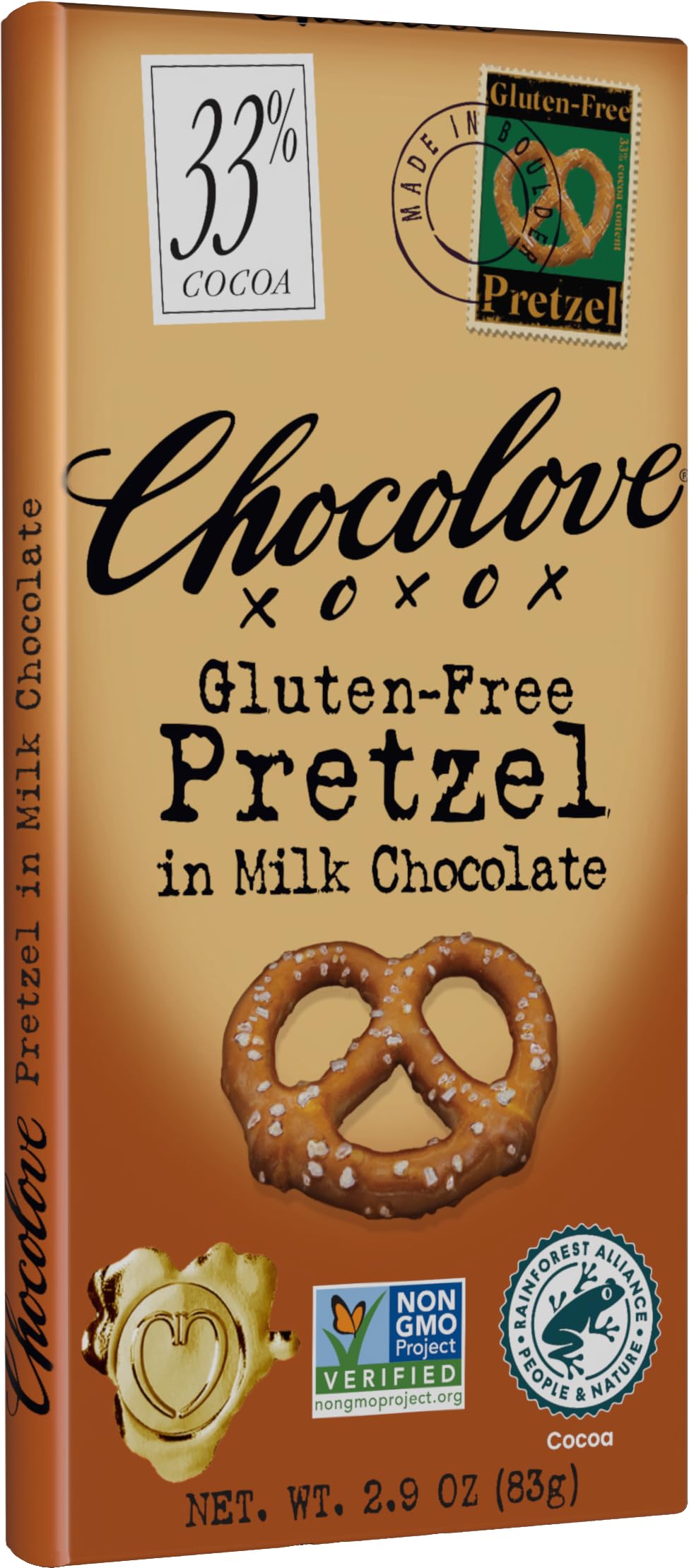 Chocolove Pretzel in Milk Chocolate, - Gluten-Free , 2.9 oz