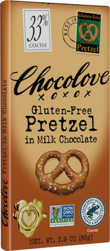 Chocolove XOXOX Pretzel In Milk Chocolate Bar - 2.9 oz
