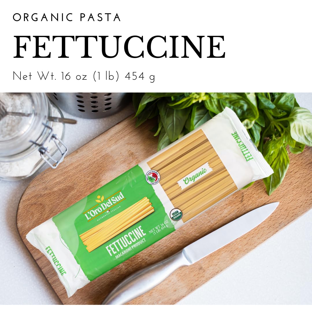 Organic Fettuccine Pasta, 20 pack, 100% Durum Wheat, Italian Pasta, Premium Quality Product of Italy 16 Ounce (20 Pack) by L'Oro del Sud