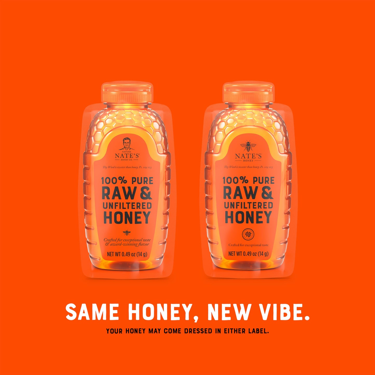 Nate's Honey Minis - Single-Serve 100% Pure, Raw & Unfiltered Honey - 0.49oz Packets, 20ct box