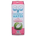 C2O Pure Coconut Water with Ginger, Lime & Turmeric | Plant Based | Non-GMO | No Added Sugar | Essential Electrolytes | 17.5 FL OZ (Pack of 12)