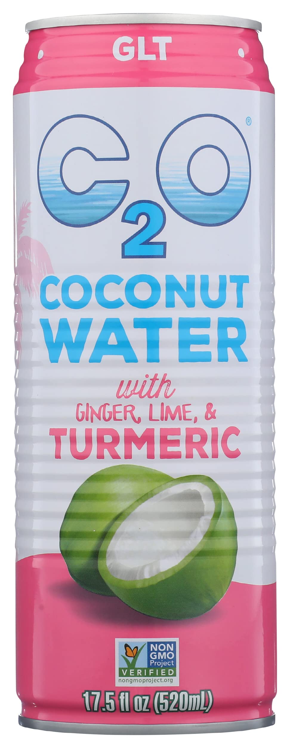 C2O Pure Coconut Water with Ginger, Lime & Turmeric | Plant Based | Non-GMO | No Added Sugar | Essential Electrolytes | 17.5 FL OZ (Pack of 12)