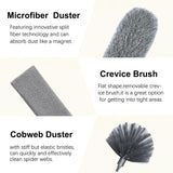 100" Microfiber Feather Dusters for Cleaning, Cobweb Duster with Extension Pole, Spider Web Brush & Ceiling Cleaning Tools, Dust Remover Set