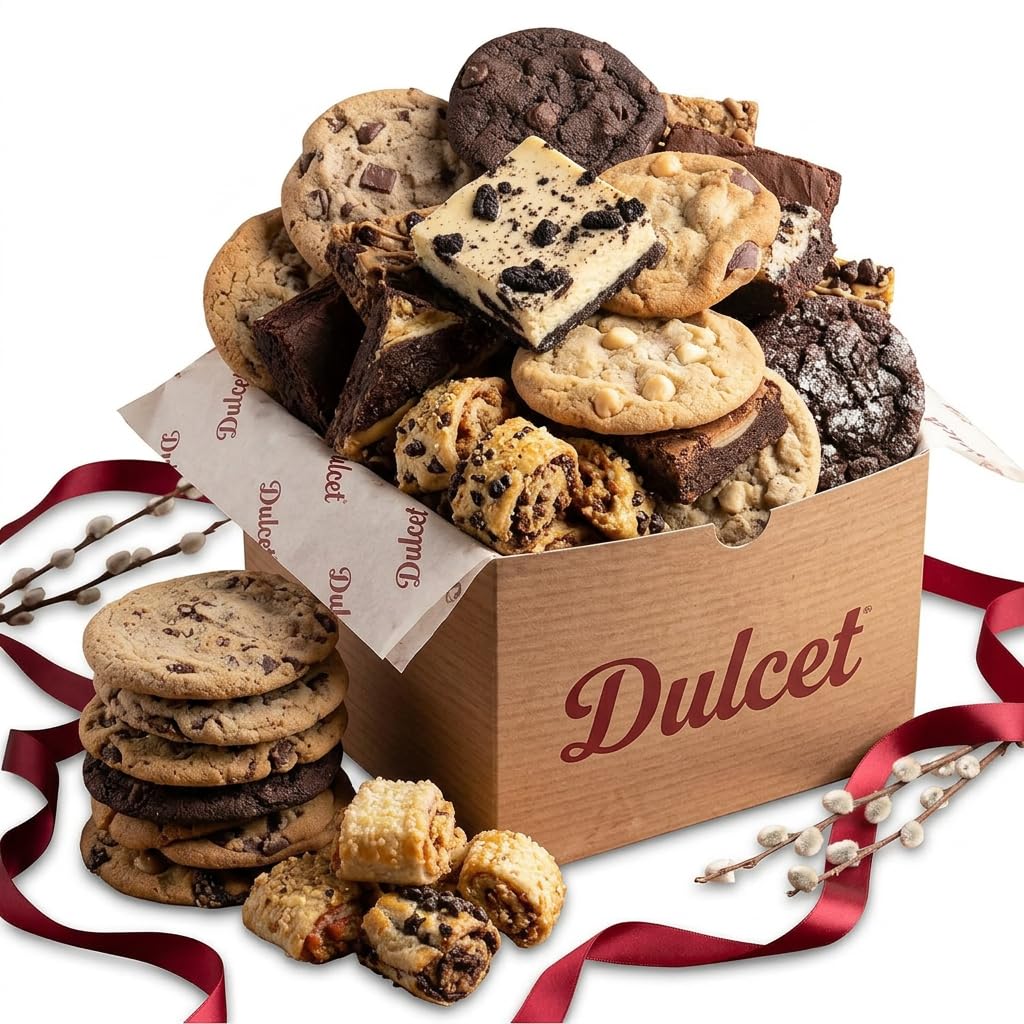Dulcet Gourmet Cookie & Brownie Gift Basket - Freshly-Baked Bakery Gift Box with Gourmet Treats Assortment - Delicious Baked Treats for Gifting, Movie