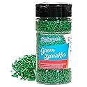 Bakerpan Green Jimmies Sprinkles - 6 Ounces Green Sprinkles for Cake Decorating, Edible Sprinkle for Cupcakes, Ice Cream & Cookies (Made in USA)