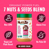 NuttZo Organic Power Fuel 7 Nuts and Seeds Butter, Crunchy, Paleo and Keto Friendly, Peanut and Gluten Free, Vegan, Kosher, 1g Sugar, 6g Protein, 26