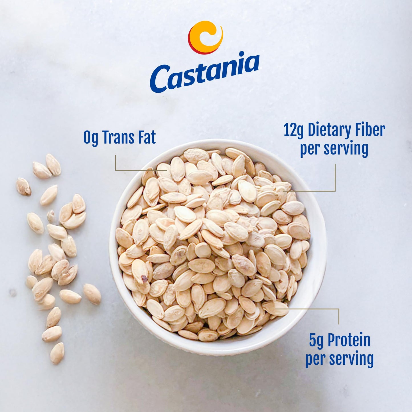 Castania Lebanese Melon Seeds - Crunchy Lightly Salted Snack - Authentic Egyptian Seeds - High in Protein & Fiber, No Trans Fat - Perfect for Home or
