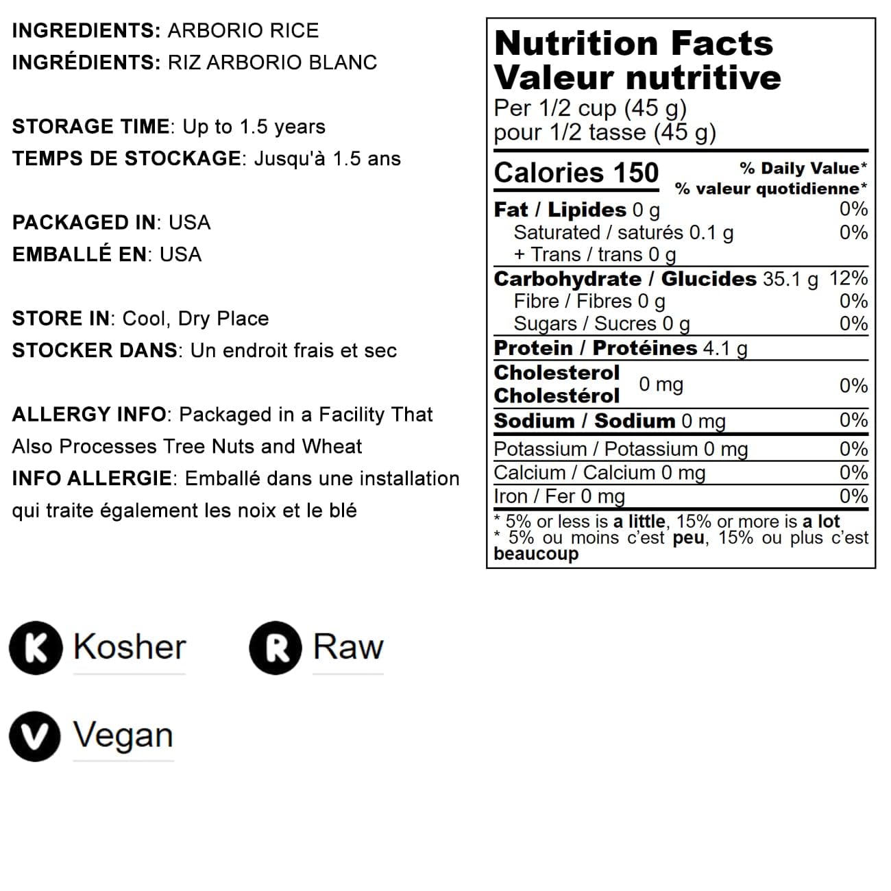 Food to Live Italian Arborio Rice, 5 Pounds - Short Grain White Rice, Superfino Grade, Vegan, Kosher, Bulk, Ideal for Creamy Risottos and Other Italian Dishes