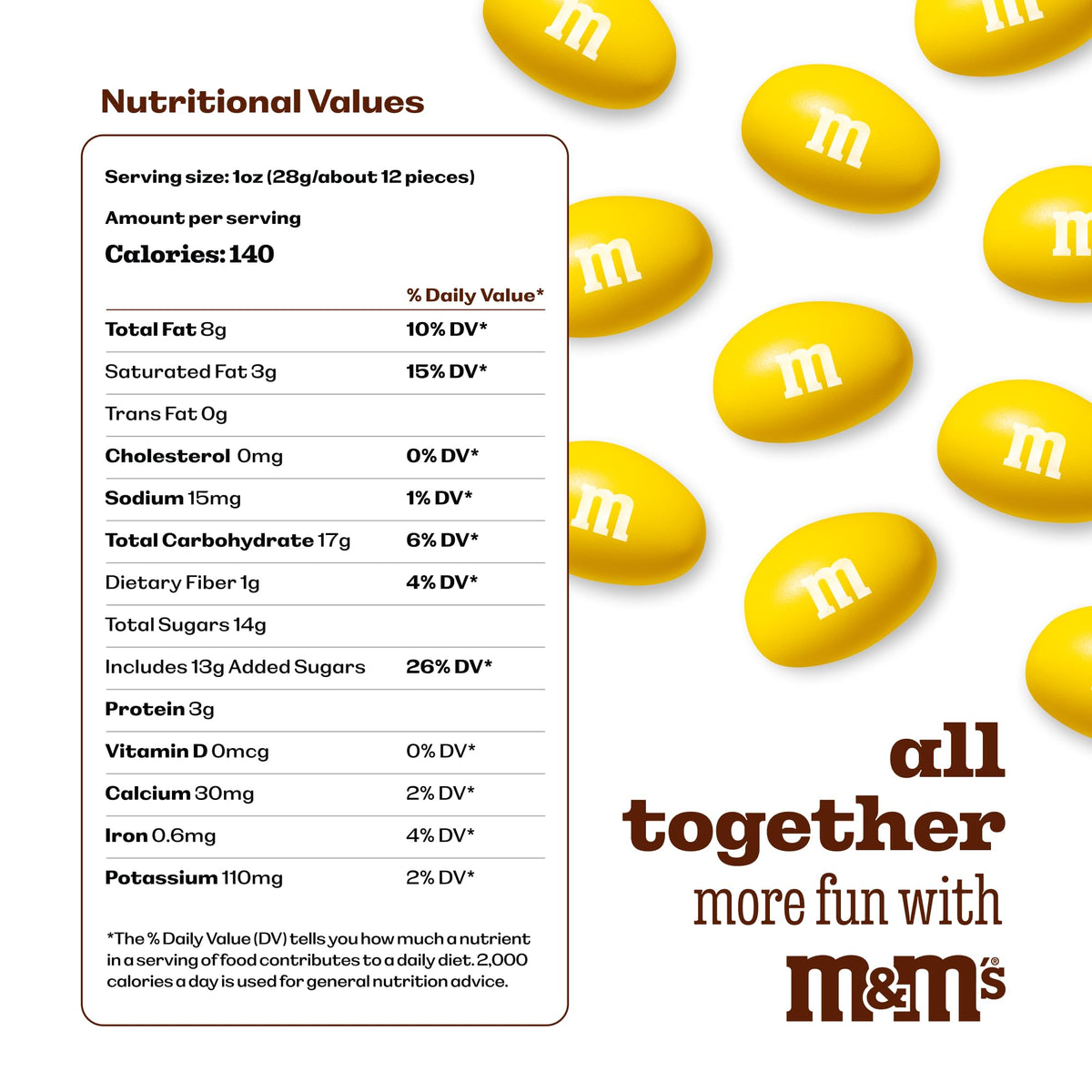 M&M'S Yellow Peanut Chocolate Candy, 2 lb Bulk Resealable Bag