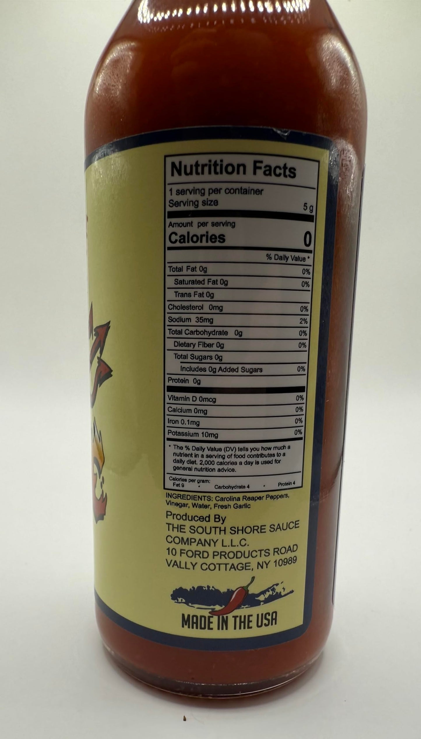 South Shore Sauce Carolina Reaper Hot Sauce, Super Hot, Fresh Garlic, 5 FL OZ Glass Bottle, Made in USA