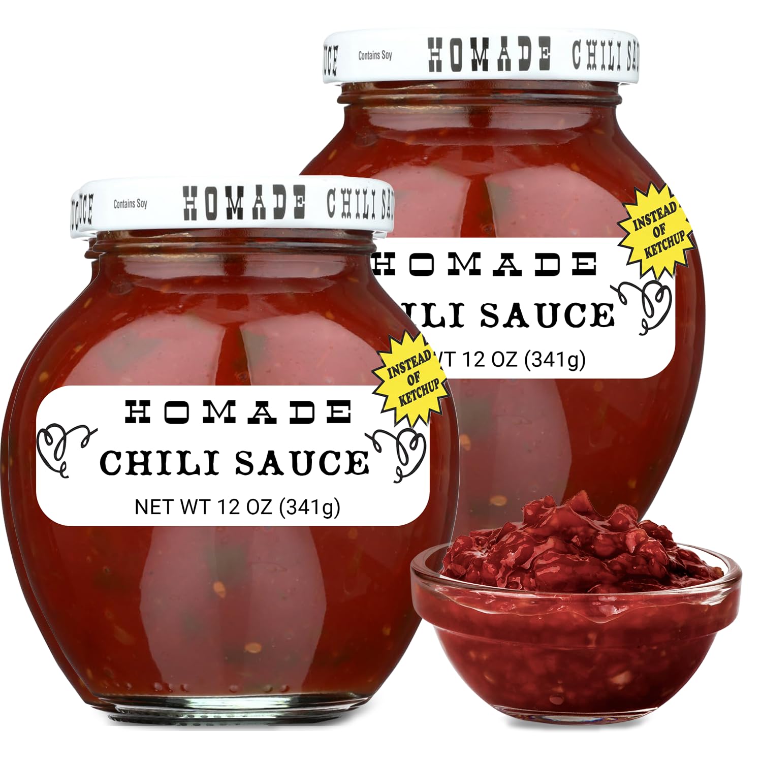 Homade Chili Sauce - 2 Pack (2 × 12 oz Bottles) - Sweet & Tangy Tomato-Based Condiment for Meatballs, Meatloaf Glaze, Cocktail Sauce, Burgers