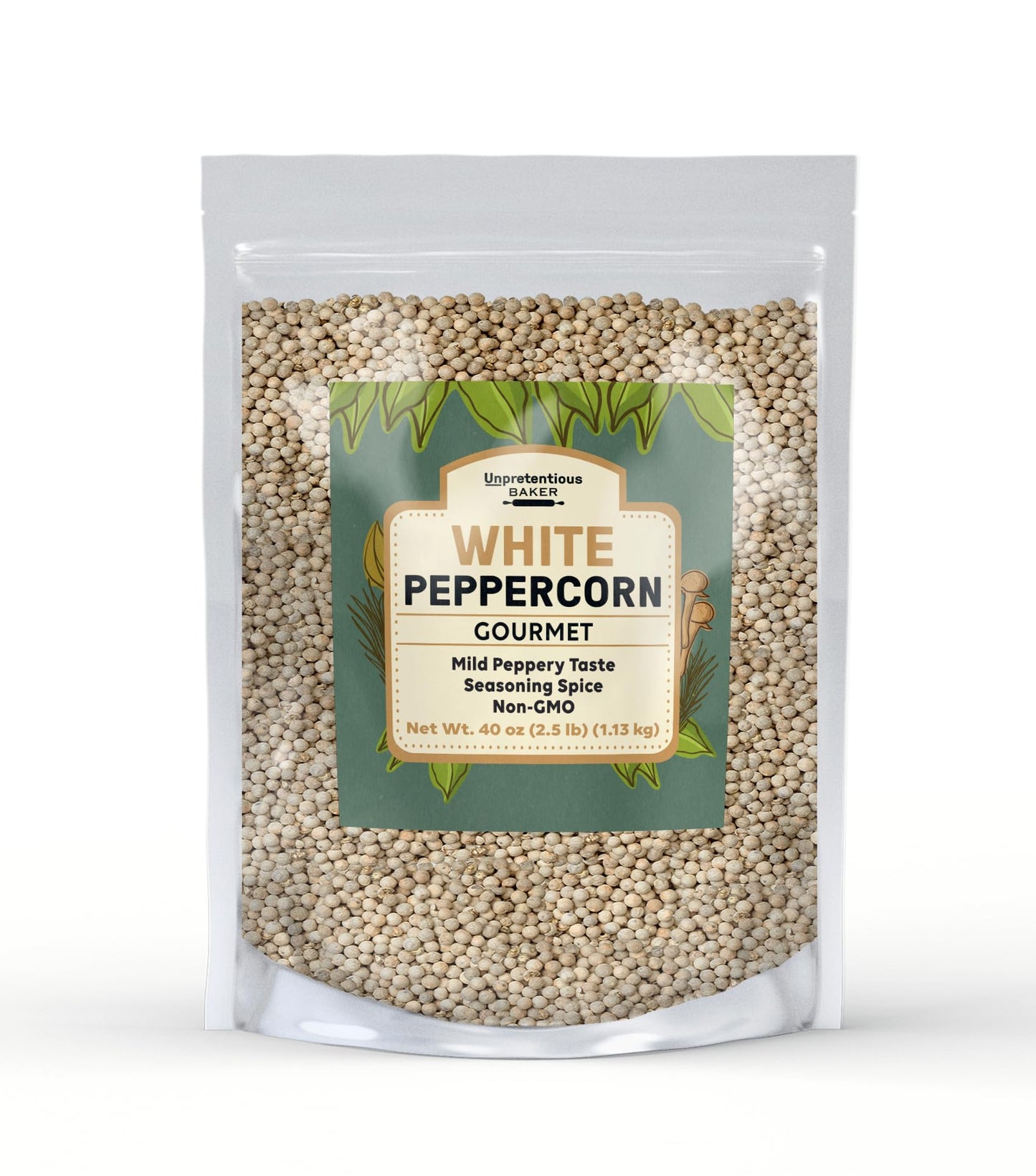 Unpretentious Whole White Peppercorn, 2.5 lb, Adds Extra Flavor, Seasoning, Resealable Bag