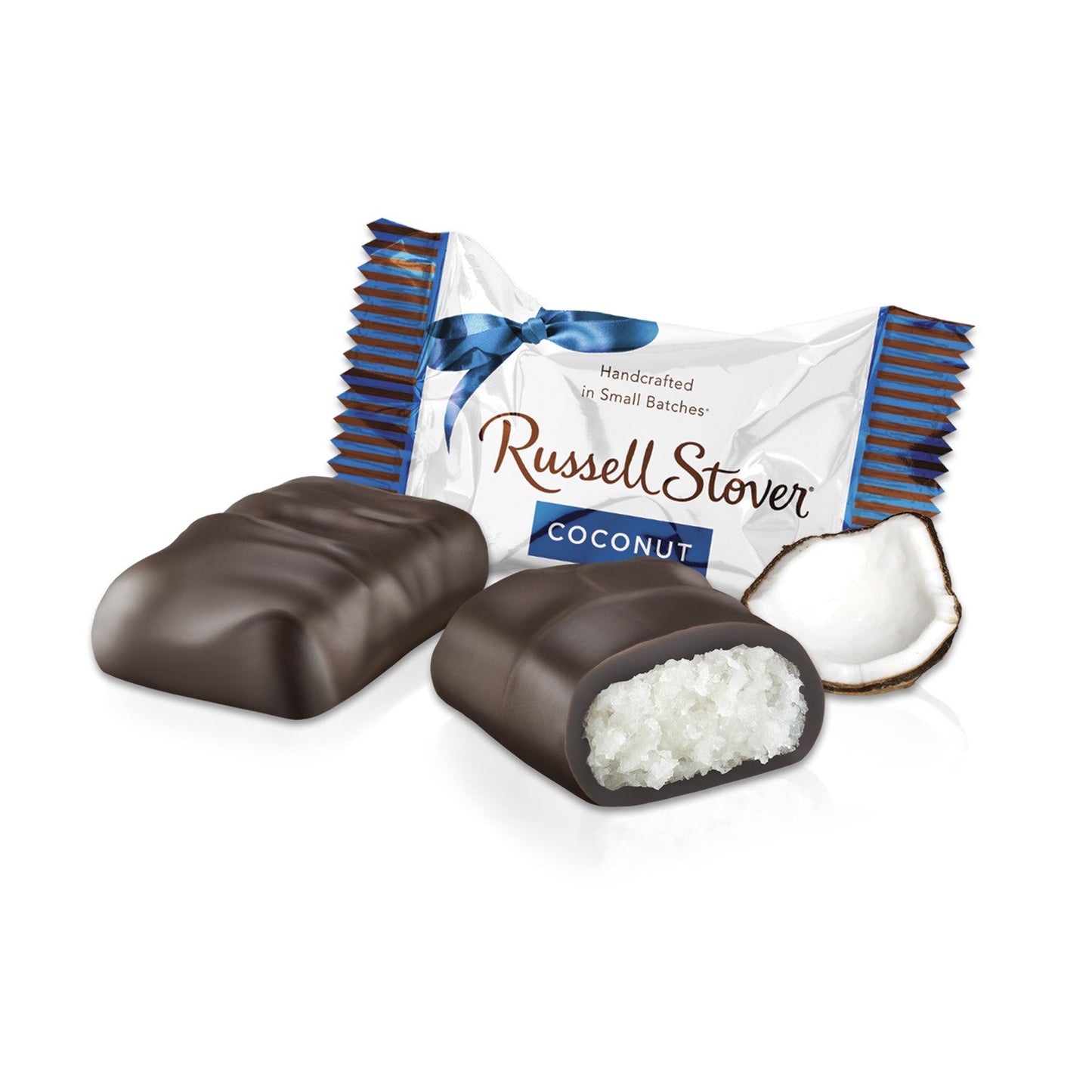 Russell Stover Dark Chocolate Coconut Mini Gusset Bag 6 Ounce Russell Stover Chocolate Coconut Chocolate Candy Bag; Sweet Coconut Covered in Rich
