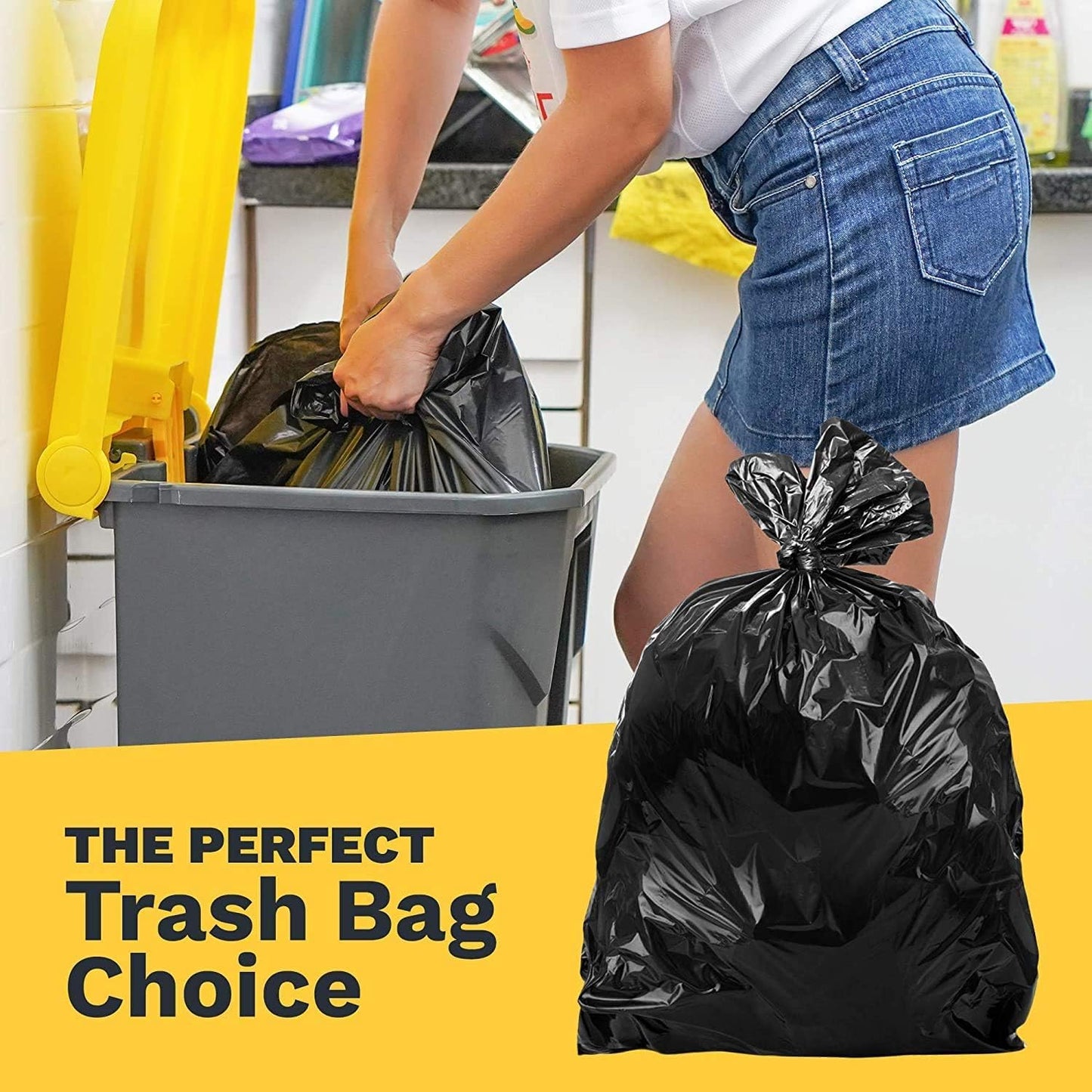 ToughBag 30-33 Gallon Trash Bags Heavy Duty (50 COUNT) 3 Mil Contractor Trash Bags - Heavy Duty Black Contractor Can Liners - Made In USA
