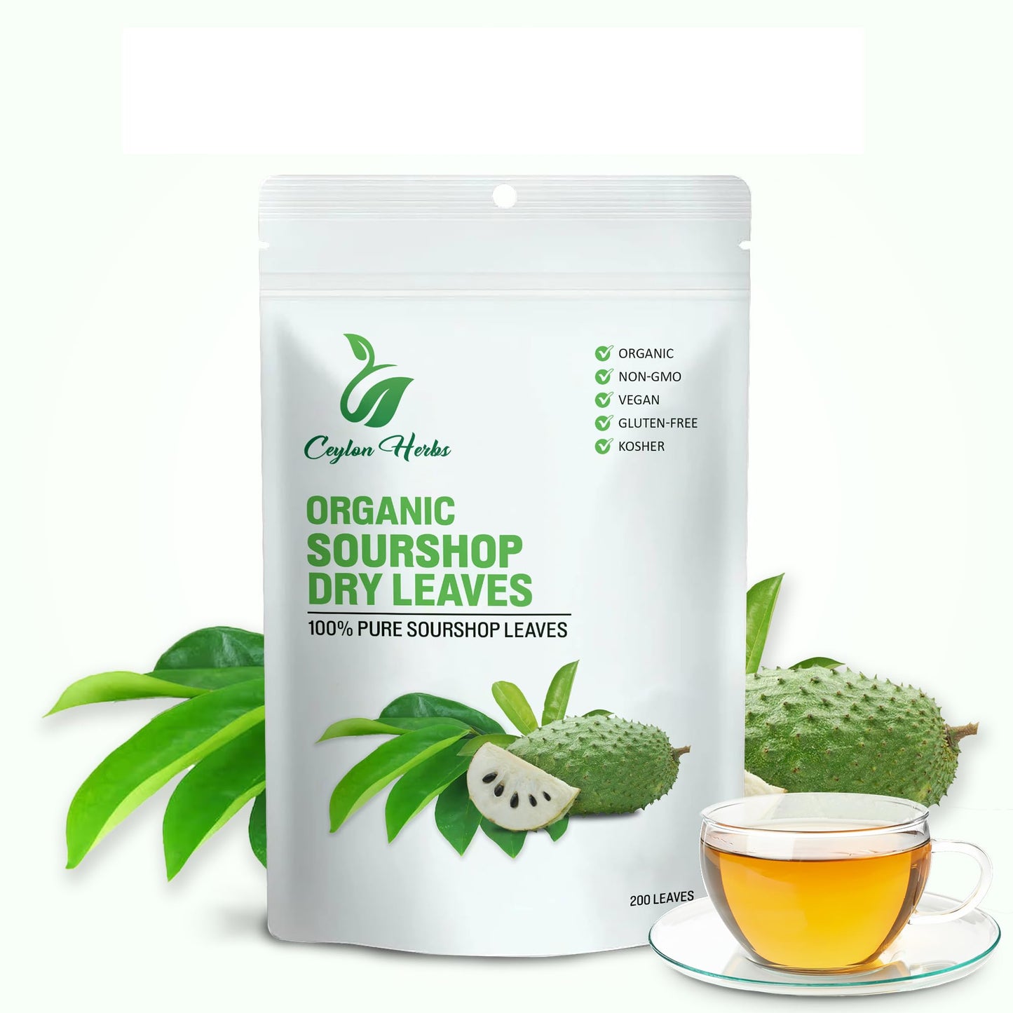 200 Natural Soursop Leaves - Handpicked, Well-Cleaned, 100% Pure and Fresh for Tea