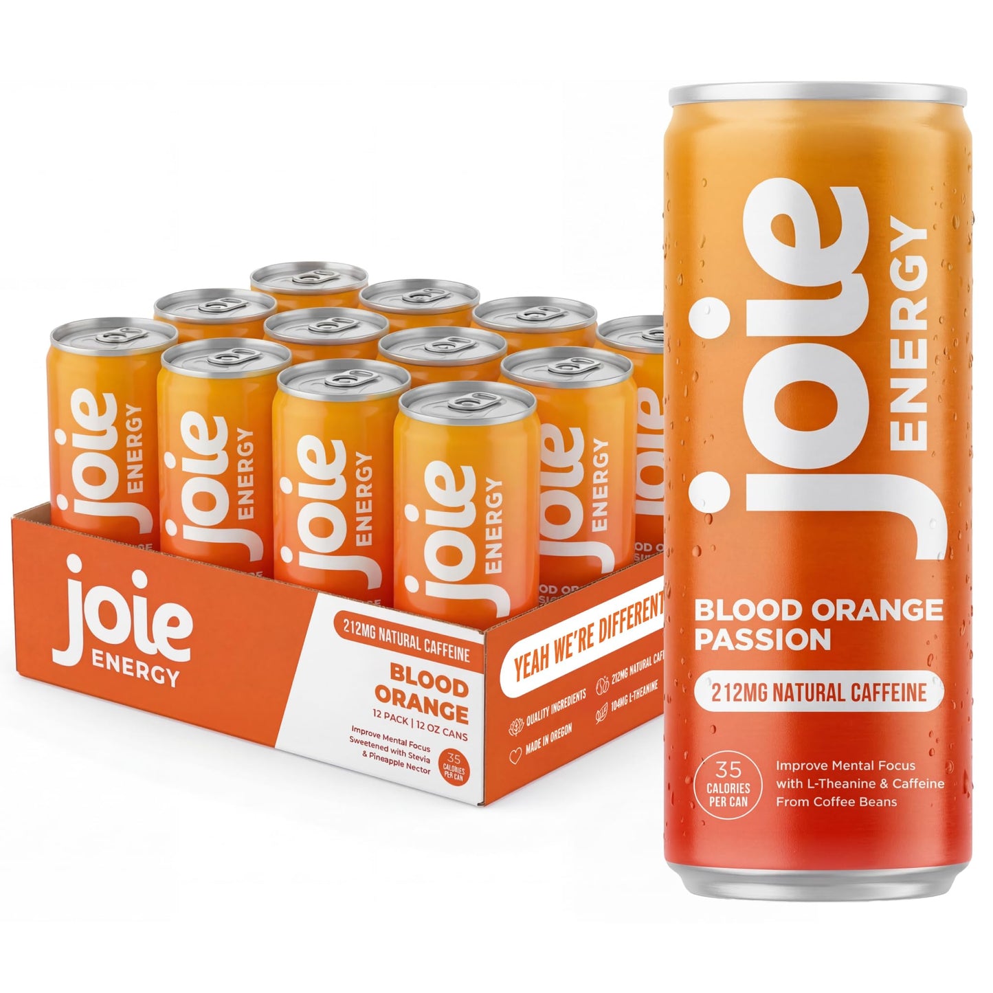 Joie Energy Drink (Blood Orange Passion, 12 Fl Oz (Pack of 12))