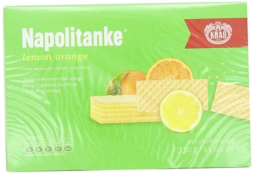 Kras Napolitanke Lemon-Orange (Lemon-Orange Wafers), 11.64-Ounce Packages (Pack of 12), (330 Grams)