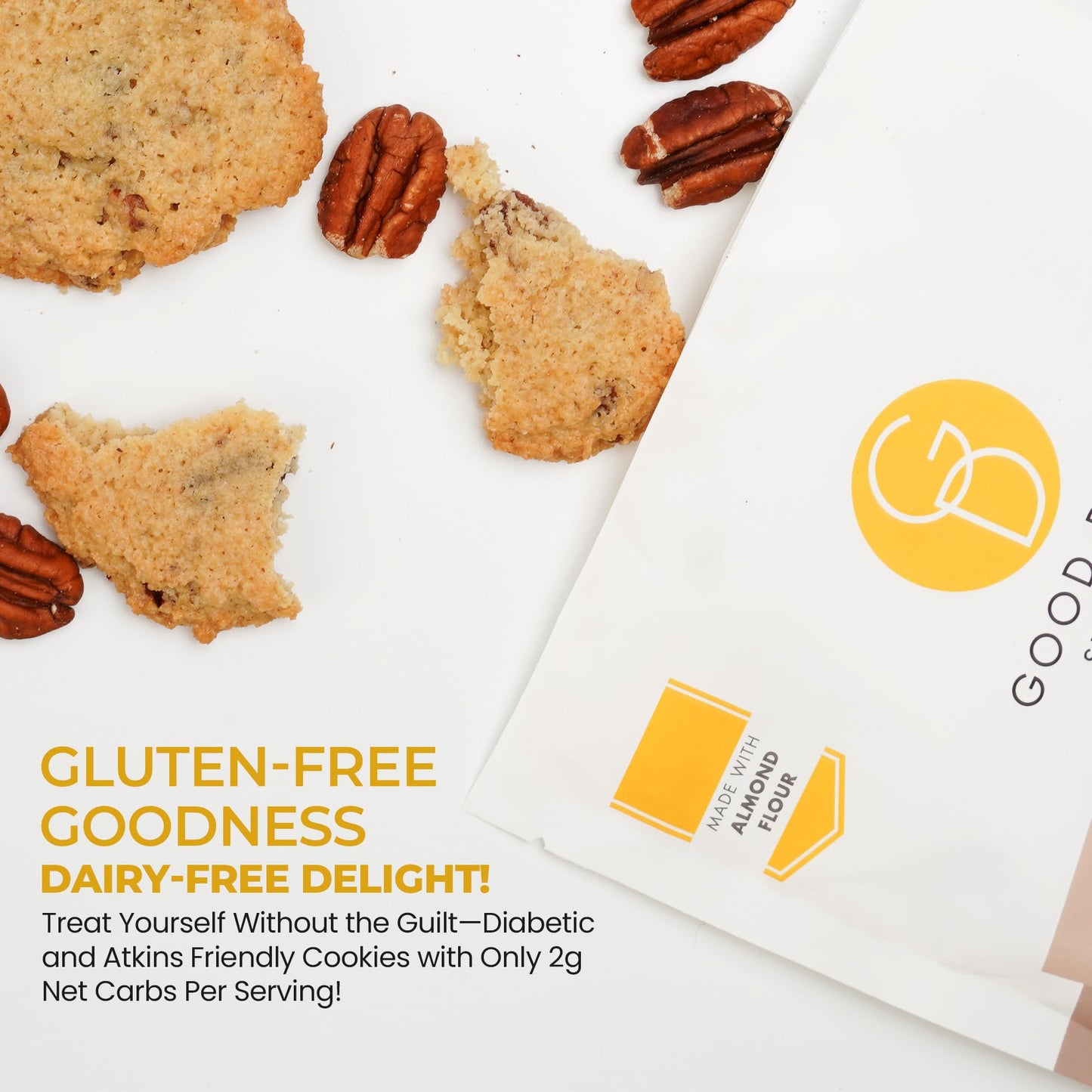 Good Dee's Butter Pecan Cookie Mix I Keto Baking Mix I Sugar Free, Diary Free, Gluten Free, Soy Free, Low Carb Cookie Mix I Diabetic and Atkins Friendly - 2g Net Carbs