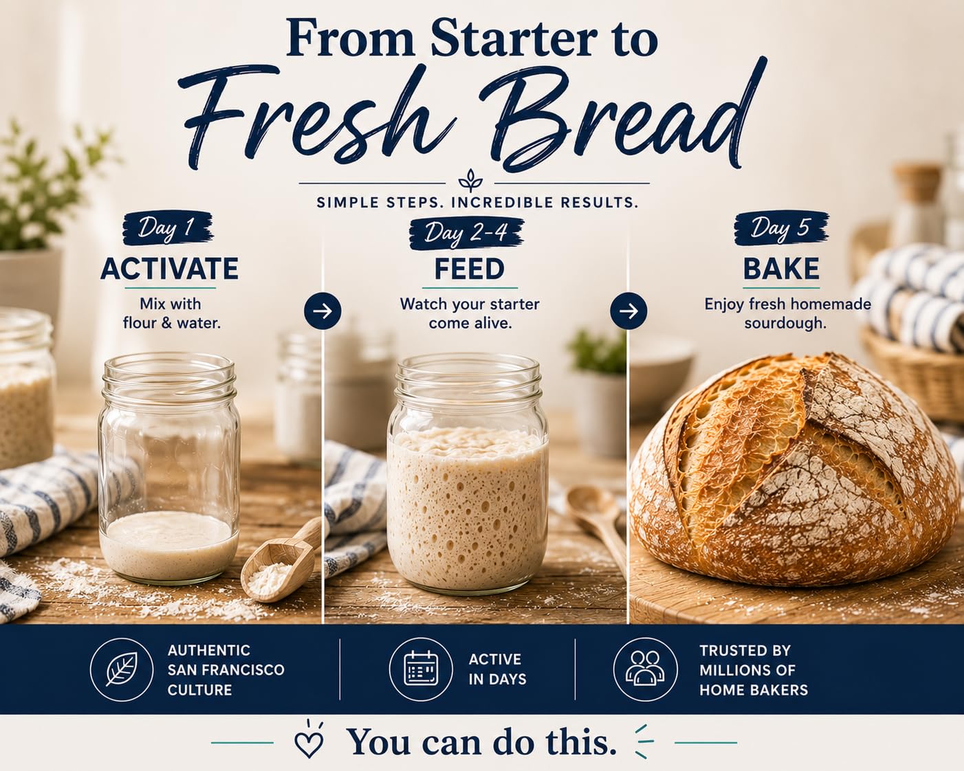 Cultures for Health San Francisco Sourdough Style Starter Culture | Homemade Artisan Bread | Heirloom, non-GMO | Live Culture Bread Mix | Easy