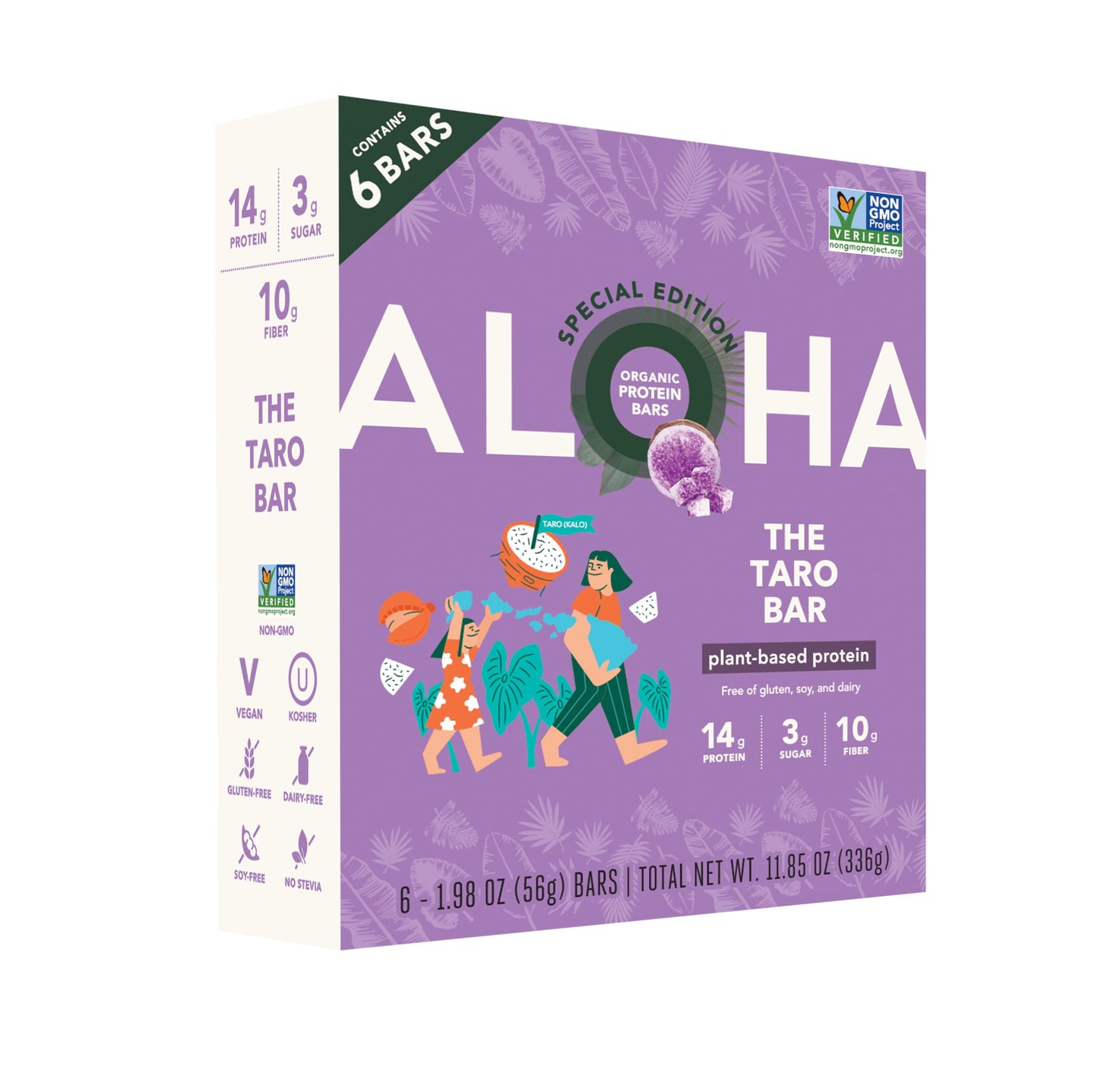 ALOHA Organic Plant Based Protein Bars | The Taro Bar - Special Edition | 6 Count, 1.98oz Bars | Vegan, Low Sugar, Gluten Free, Paleo, Low Carb