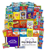 Chips Variety Pack 50 Count - Gift Basket Care Packages for College Students, Kids, Adults - Individually Wrapped School or Office Snacks with Chips