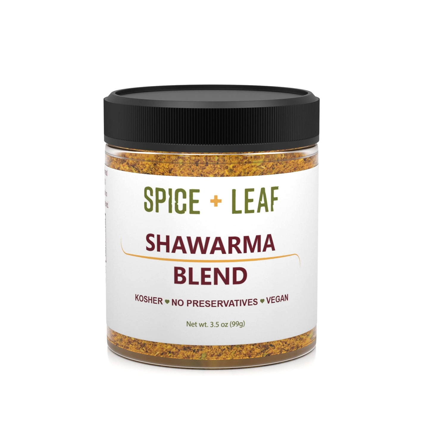 Premium Shawarma Spice Seasoning by Spice + Leaf, 3.5 Oz - Kosher, Vegan Preservative Free Spice Blend for Middle Eastern Flavor. Vegetarian, Dairy