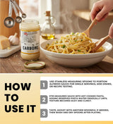 Carbone Alfredo Pasta Sauce (15 OZ.) Bundle with Measuring Spoon for Creamy Pasta Preparation and Controlled Serving - Gift Set (2 Items)