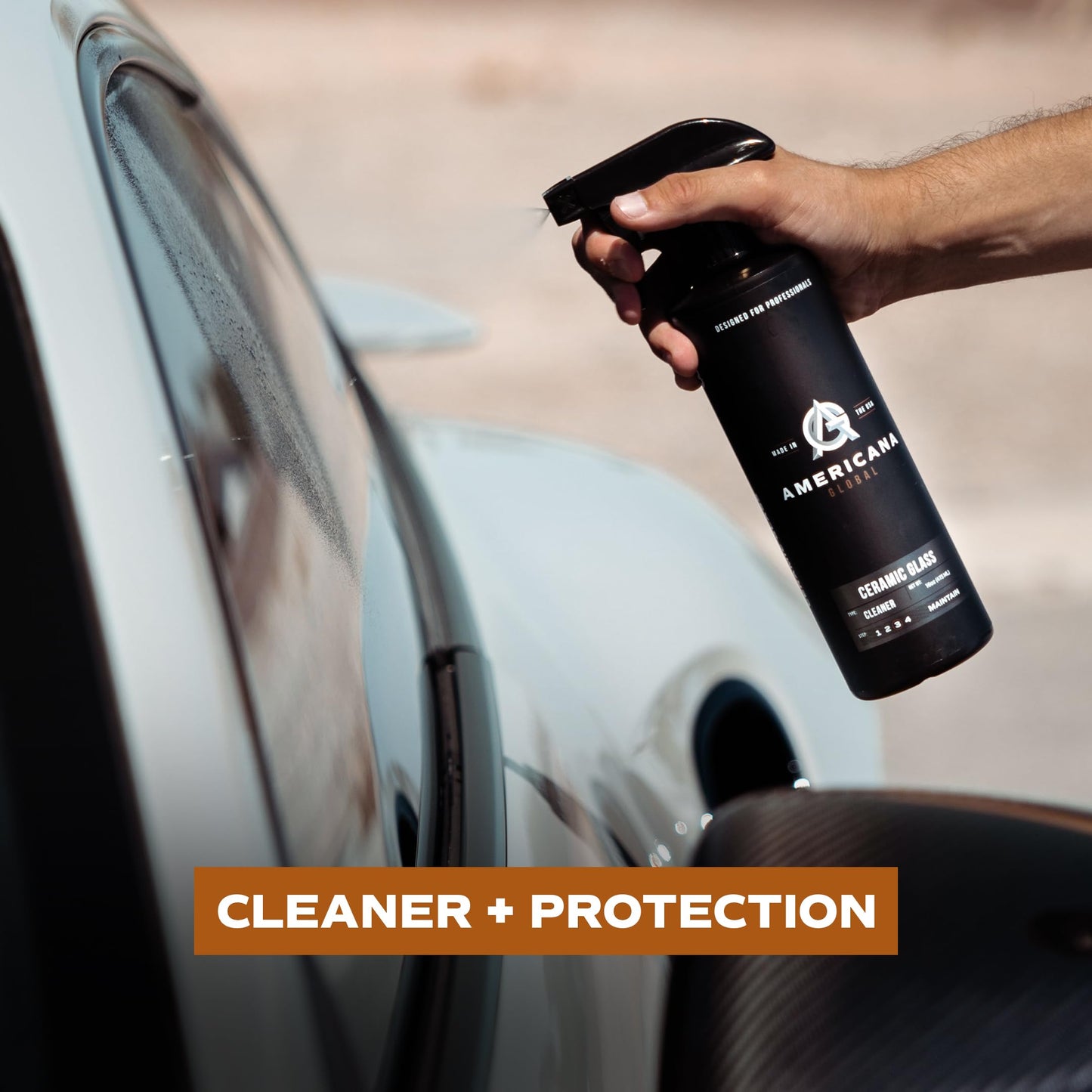Americana Global Ceramic Glass Cleaner, 16 oz - Streak-Free Formula for Automotive Glass, Enhanced with Ceramic Protection