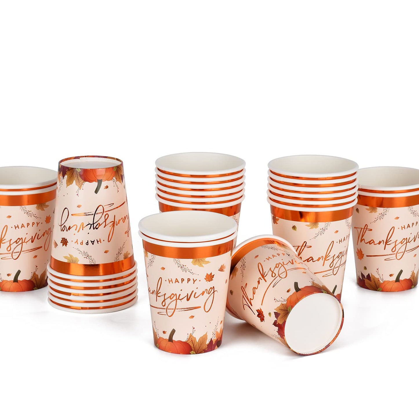 Gatherfun Thanksgiving Party Supplies Maple Leaves Disposable Paper Cups for Thanksgiving Dinner Party Fall Party Decorations, 9OZ 20 Pack
