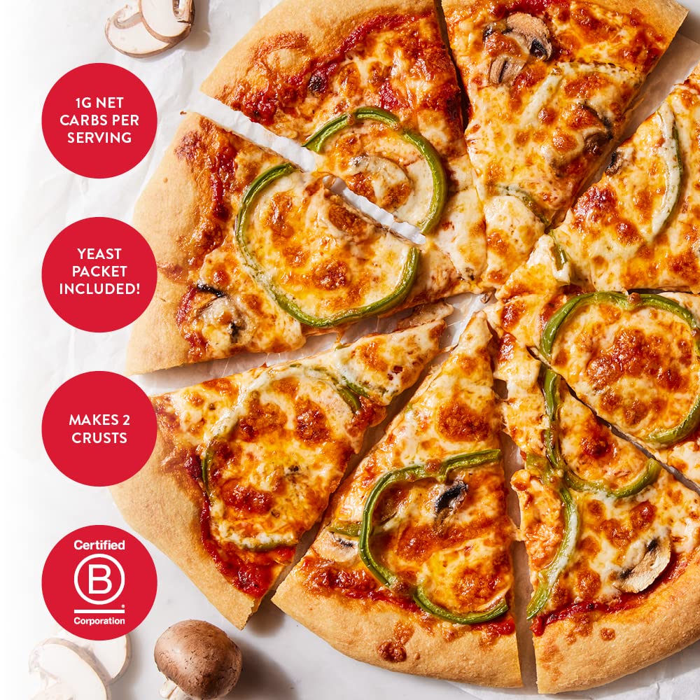 King Arthur Keto Pizza Crust Mix: Low Carb Delight with 1g Net Carbs per Serving - Easy to Make, Crisp & Chewy 10.25 oz Mix for Two 12 in Crusts - Perfect for Keto Pizza Lovers