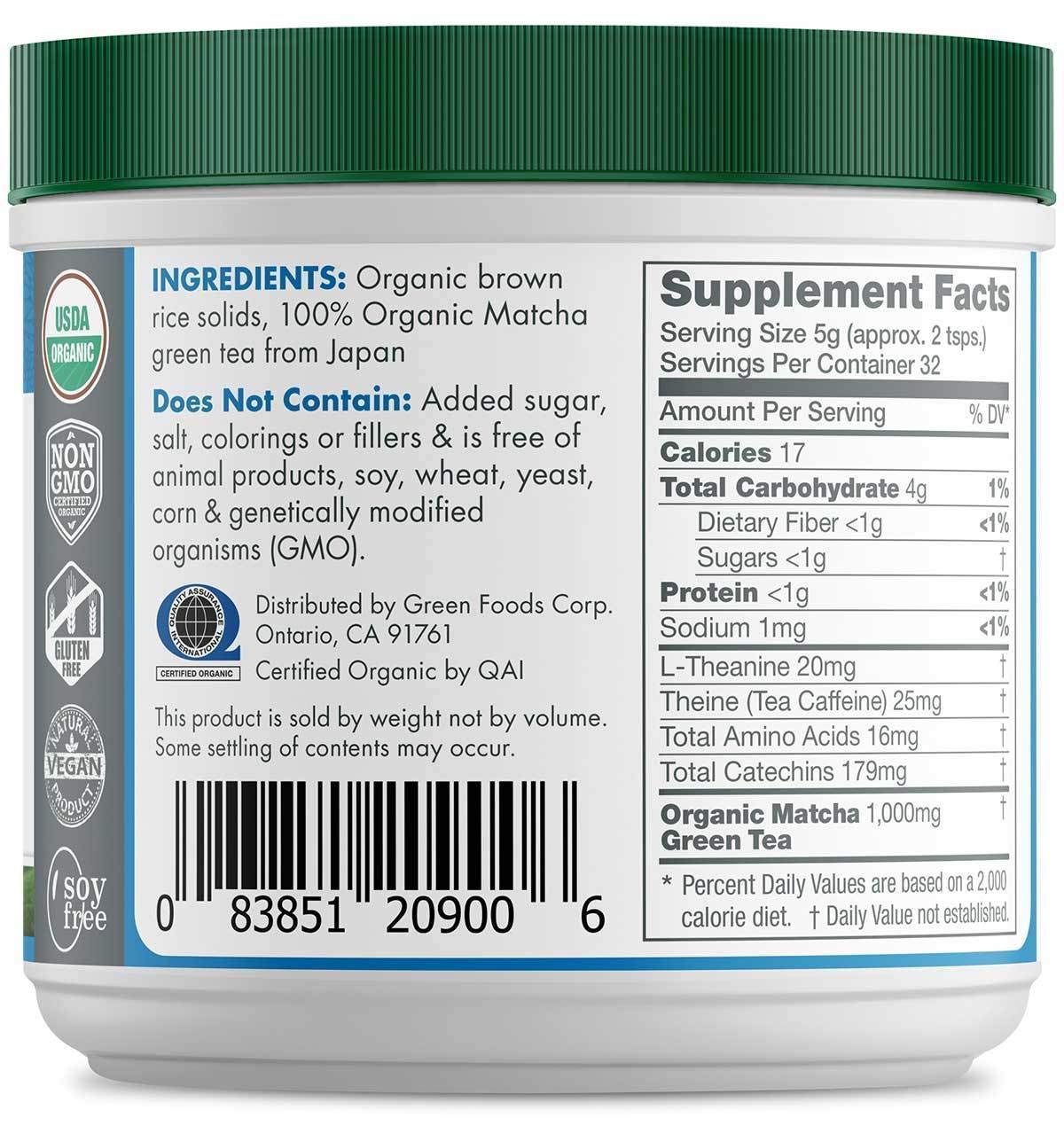 Green Foods Organic Matcha Green Tea Powder - Antioxidants and Energy - 2 pack of 5.5oz, 11 Oz total with 60 Servings + stress ball