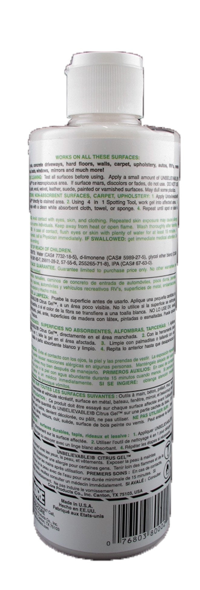 Unbelievable! UCG-16 16 Oz. Citrus Gel Pro Carpet & Upholstery Spot Remover (Case of 12)