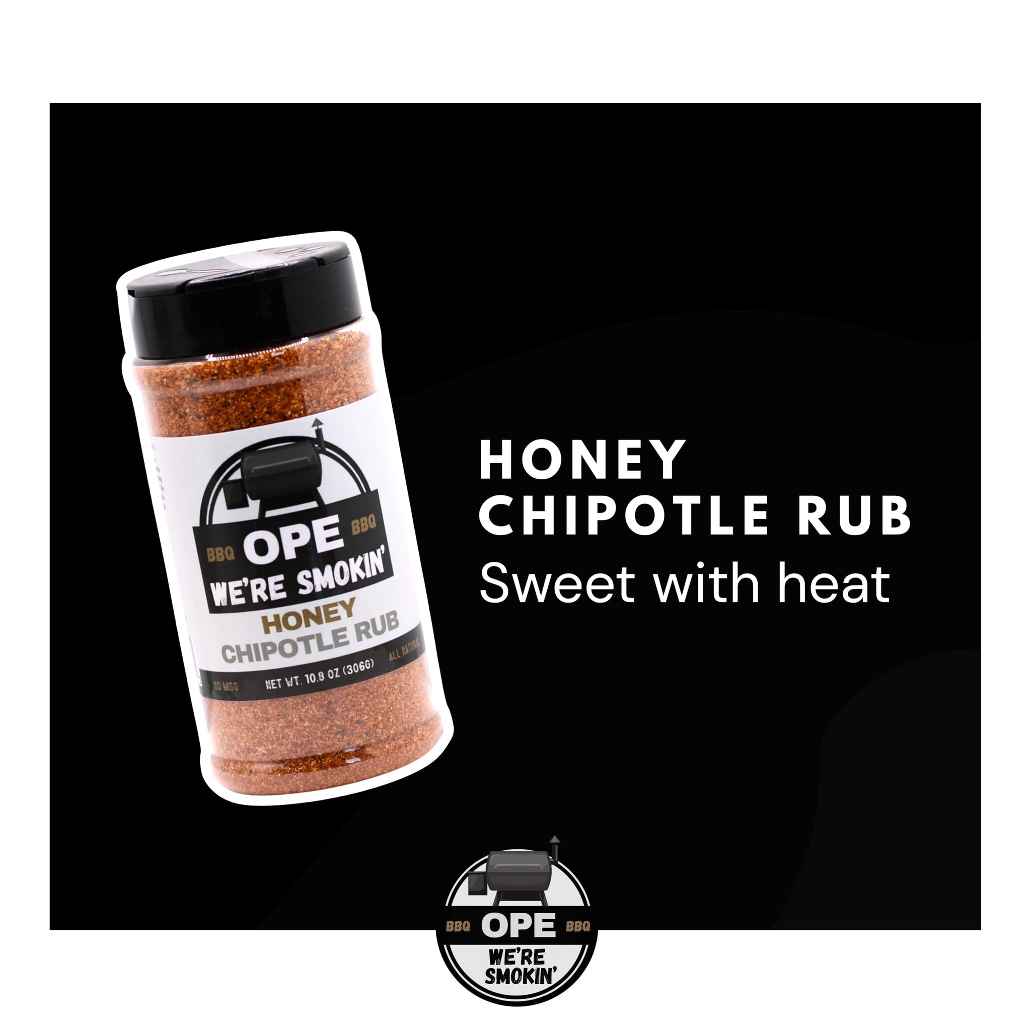 Honey Chipotle BBQ Rub (10.8 oz) - Sweet & Spicy BBQ Seasoning for Chicken, Ribs, Wings & Pork - No MSG, Gluten Free, All Natural - Smoky Grill