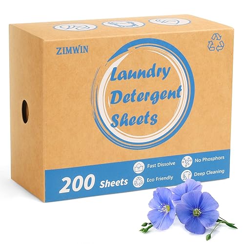 Laundry Detergent Sheets 200 Sheets, Fragrance-Free, Eco-Friendly, Plastic-Free, Hypoallergenic, Liquidless Washing Supplies for Dorm Travel Camping