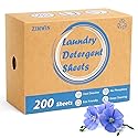 Laundry Detergent Sheets 200 Sheets, Fragrance-Free, Eco-Friendly, Plastic-Free, Hypoallergenic, Liquidless Washing Supplies for Dorm Travel Camping
