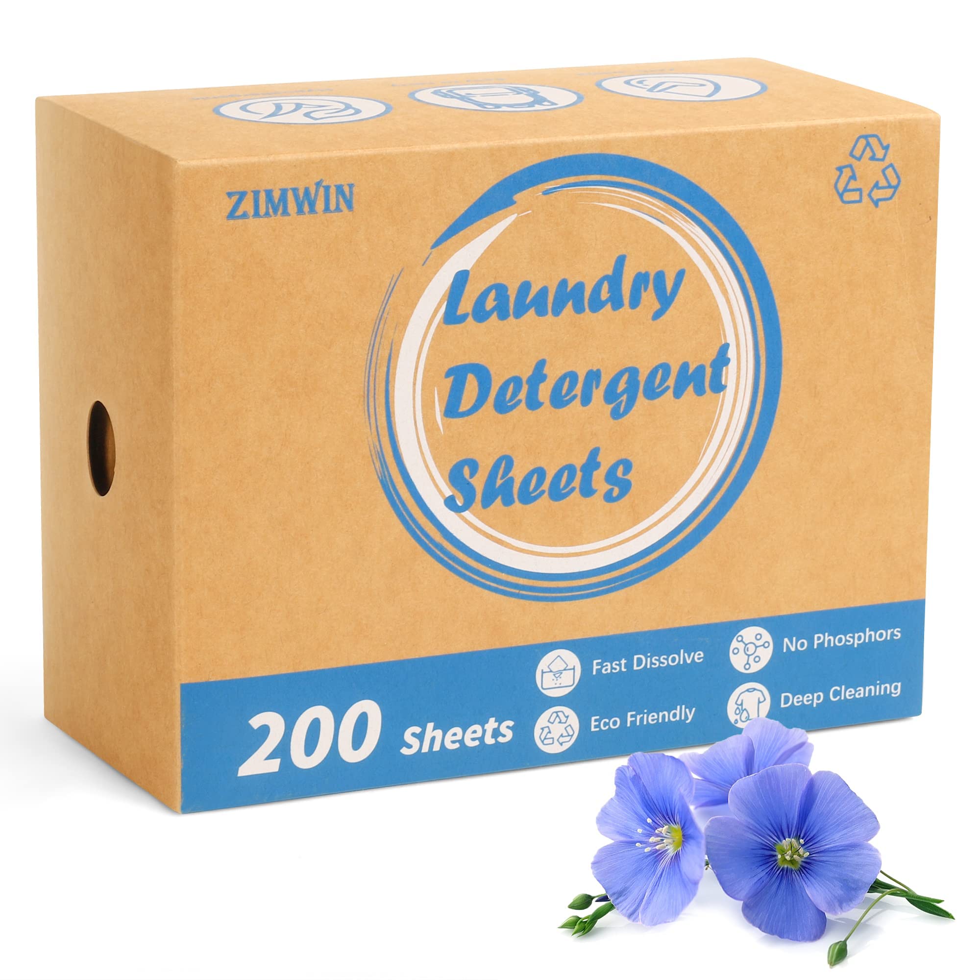 Laundry Detergent Sheets 200 Sheets, Fragrance-Free, Eco-Friendly, Plastic-Free, Hypoallergenic, Liquidless Washing Supplies for Dorm Travel Camping