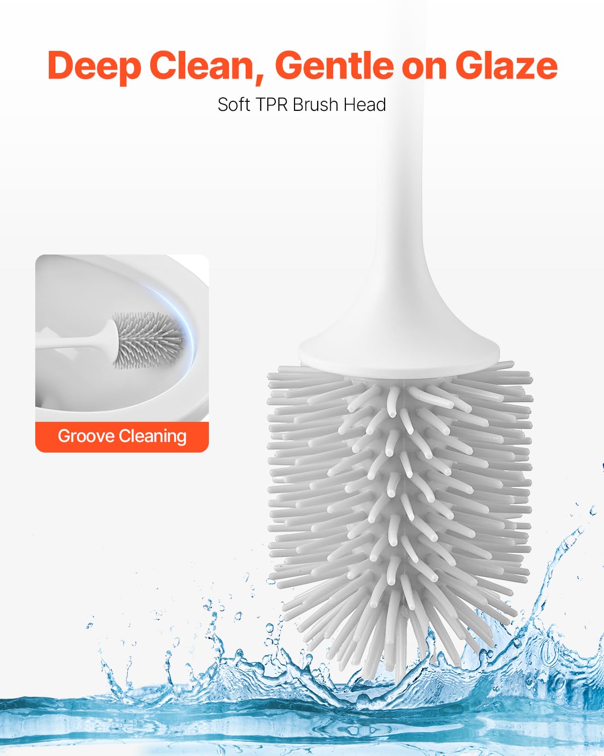 VEVOR Toilet Brush and Holder Set, Toilet Bowl Brush and Holder with Comfortable PP Handle, Compact Bathroom Scrubber Cleaner, Deep Cleaning