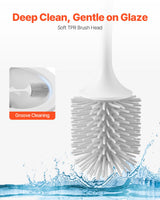 VEVOR Toilet Brush and Holder Set, Toilet Bowl Brush and Holder with Comfortable PP Handle, Compact Bathroom Scrubber Cleaner, Deep Cleaning