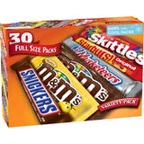 M&M'S, SNICKERS, 3 MUSKETEERS, SKITTLES & STARBURST Variety Pack Full Size Bulk Candy Assortment, 56.11 oz, 30 Bars