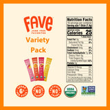 FAVE USDA Organic Drink Mix Variety Pack, 16 Stick Pouch | Lemonade, Strawberry Lemonade, Fruit Punch & Tangy Orange | No Artificial Colors or